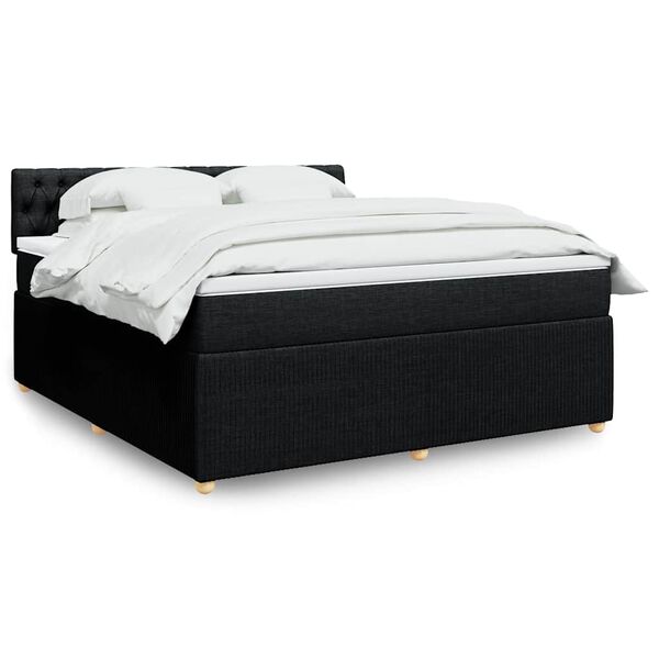 vidaXL Sommier &agrave; lattes de lit avec matelas Noir 180x200 cm Tissu