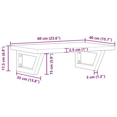 vidaXL Étagère de vasque murale acier et bois de chêne massif