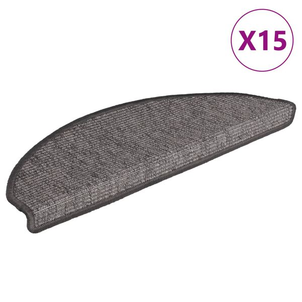 vidaXL Tapis d'escalier 15 pièces 65 x 21 x 4 cm Beige et gris Demi-rond Grand