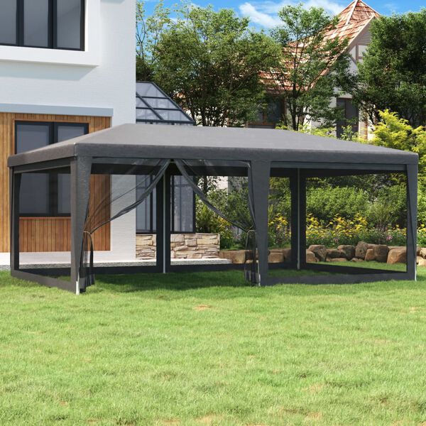 vidaXL Tente de f&ecirc;te avec 6 parois lat&eacute;rales en maille Anthracite 6x4m