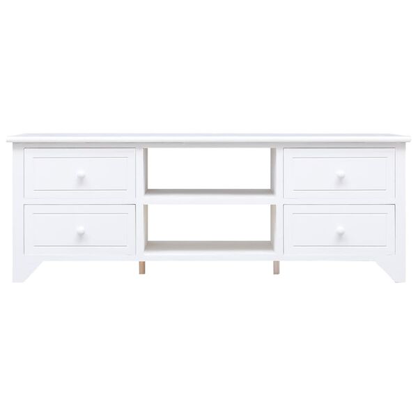 vidaXL Meuble TV Blanc 108x30x40 cm Bois de Paulownia solide