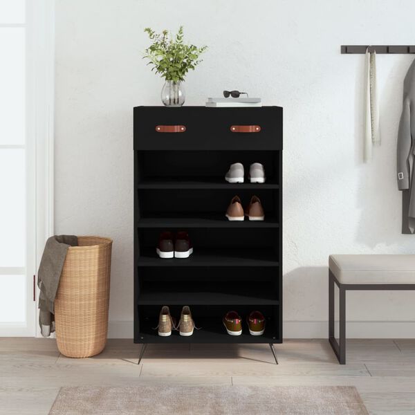 vidaXL Armoire &agrave; chaussures noir 60x35x105 cm bois d'ing&eacute;nierie