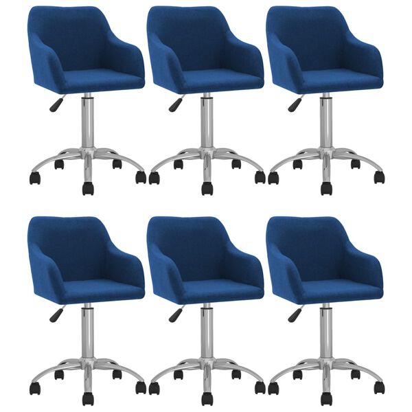 vidaXL Chaises pivotantes &agrave; manger lot de 6 bleu tissu