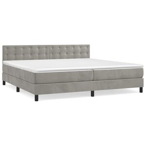 vidaXL Sommier &agrave; lattes de lit et matelas Gris clair 200x200cm Velours