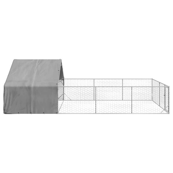vidaXL Niche d'ext&eacute;rieur pour chien enclos 7x3x1,9 m acier galvanis&eacute;