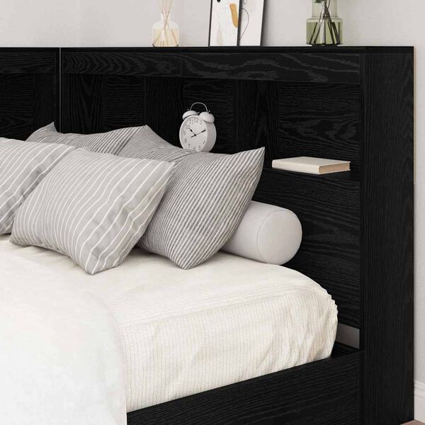 vidaXL T&ecirc;te de lit de rangement Ch&ecirc;ne noir 120 cm Bois d'ing&eacute;nierie