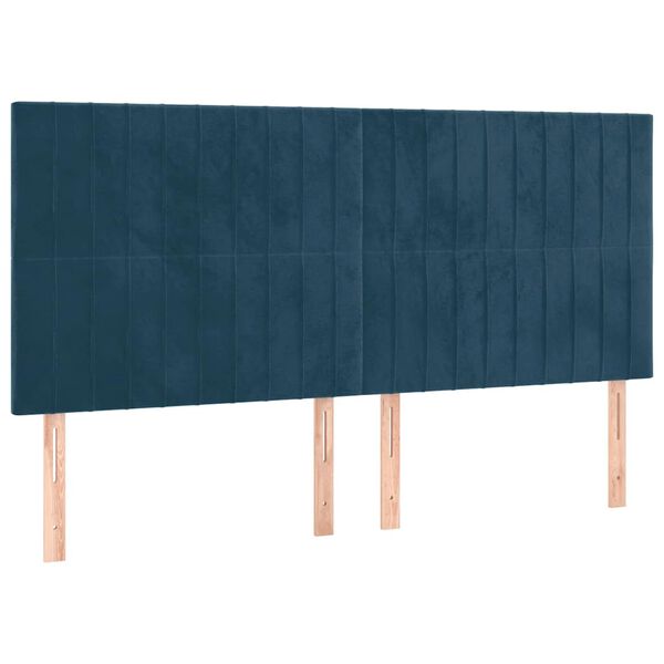 vidaXL T&ecirc;te de lit Bleu fonc&eacute; 200 x 5 x 118/128 cm Velours