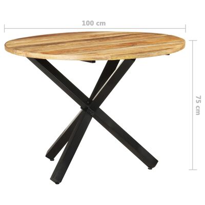 vidaXL Table à dîner ronde 100x100x75 cm Bois de manguier brut