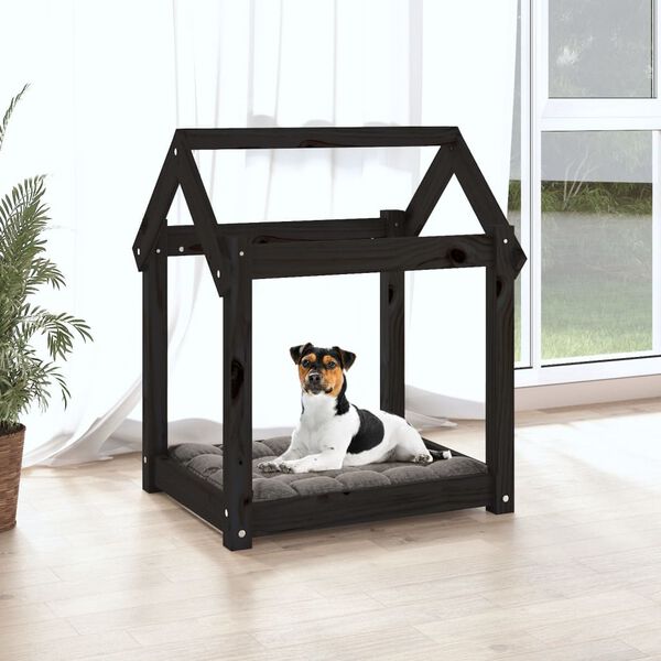vidaXL Lit pour chien Noir 61x50x70 cm Bois de pin solide