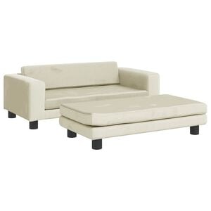 vidaXL Canap&eacute; avec repose-pied pour enfants cr&egrave;me 100x50x30 cm velours