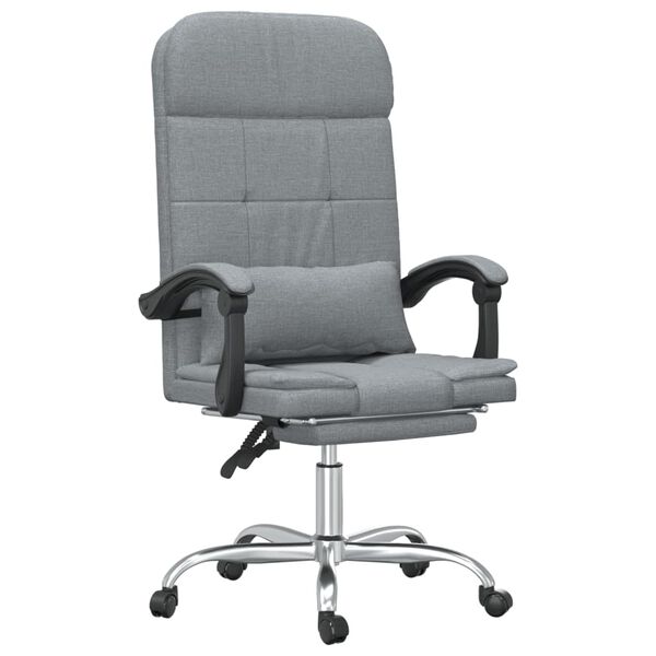 vidaXL Fauteuil de massage inclinable de bureau Gris clair Tissu