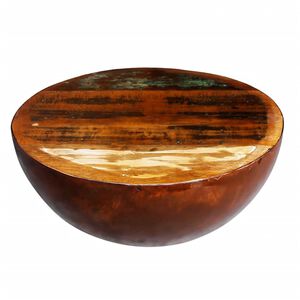 vidaXL Table basse Forme de bol avec base en acier Bois recycl&eacute;
