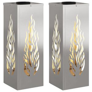 vidaXL Lumi&egrave;re de chemin LED solaire 2 pcs Blanc chaud 18 x 18 x 50 cm