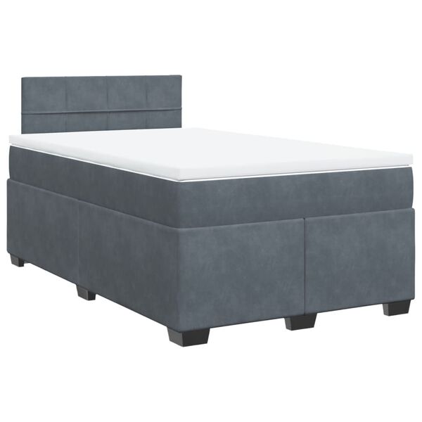 vidaXL Sommier &agrave; lattes de lit et matelas gris fonc&eacute; 120x190cm velours