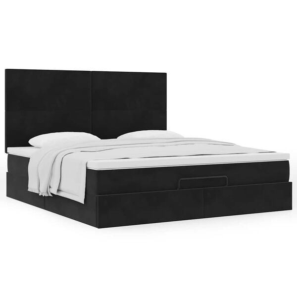 VidaXL Cadre de lit ottoman avec matelas noir 160x200 cm velours