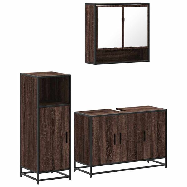 vidaXL Ensemble de meubles de salle de bain 3 pcs Ch&ecirc;ne marron