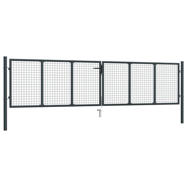 vidaXL Portail de jardin grillag&eacute; en acier galvanis&eacute; gris 400 x 100 cm