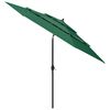 vidaXL Parasol de jardin à 3 niveaux avec mât en aluminium vert 3 m