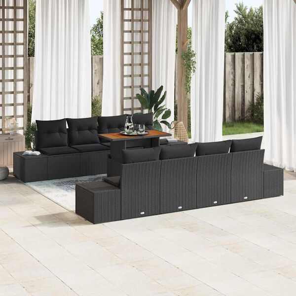 vidaXL Ensemble de salle &agrave; manger pour jardin 9 pcs Noir et Marron