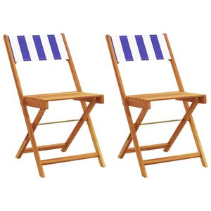 vidaXL Chaises pliantes (lot de 2) en bois massif d'acacia bleu et blanc et tissu