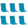 vidaXL Coussins de chaise de jardin &agrave; dossier haut lot de 6 bleu tissu