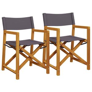 vidaXL Chaises de r&eacute;alisateur pliables lot de 2 gris fonc&eacute; tissu