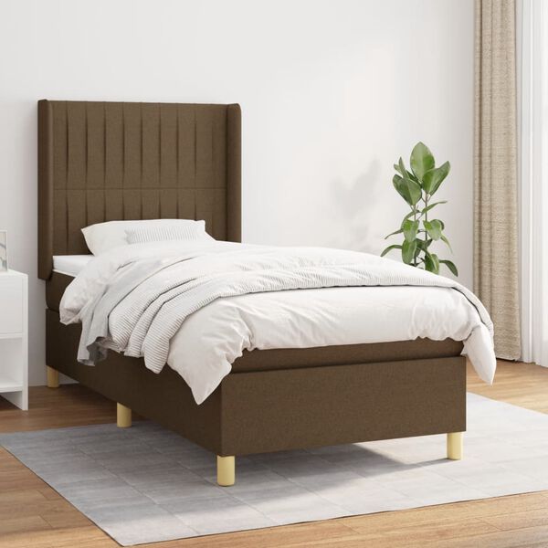 vidaXL Sommier &agrave; lattes de lit avec matelas Marron fonc&eacute; 80x200 cm