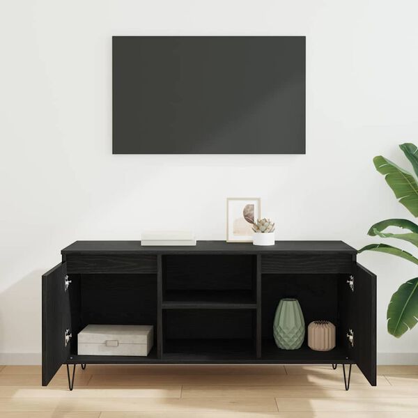 vidaXL Meuble TV Ch&ecirc;ne noir 104 x 35 x 50 cm Bois d'ing&eacute;nierie