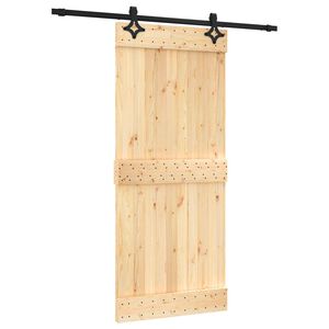 vidaXL Porte coulissante Naturel et noir 90 x 210 cm