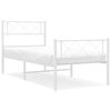 vidaXL Cadre de lit métal sans matelas avec pied de lit blanc 90x190cm