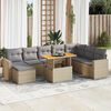 vidaXL Salon de jardin avec coussins 9 pcs beige r&eacute;sine tress&eacute;e