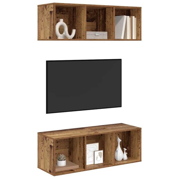 vidaXL Ensemble meuble TV 2 pcs Bois Ancien 37 x 37 x 107 cm