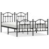 vidaXL Cadre de lit m&eacute;tal sans matelas avec pied de lit noir 150x200cm