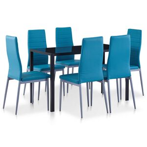 vidaXL Ensemble &agrave; d&icirc;ner 7 pcs Bleu