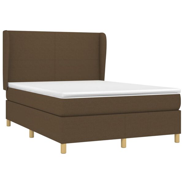 vidaXL Sommier &agrave; lattes de lit avec matelas Marron fonc&eacute; 140x190 cm