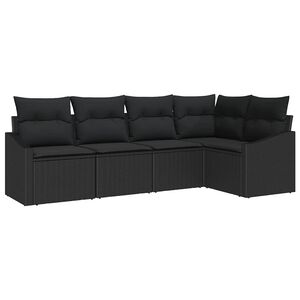 vidaXL Ensemble de canap&eacute; de jardin 5 pc Noir polyrotin