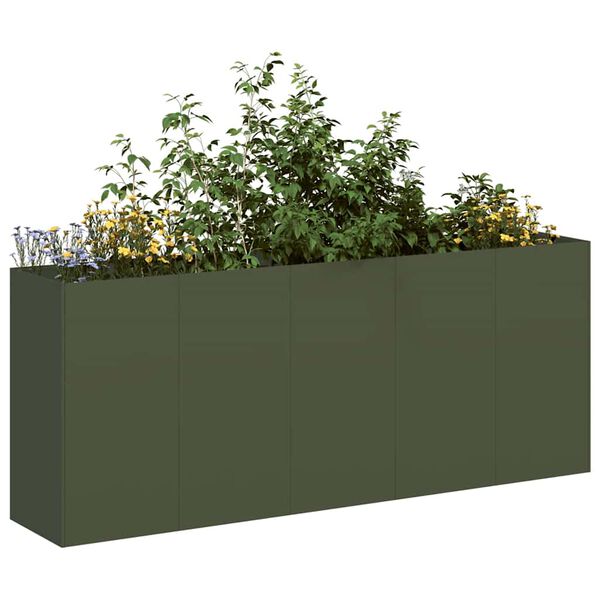 vidaXL Jardini&egrave;re vert olive 200x40x80 cm acier lamin&eacute; &agrave; froid