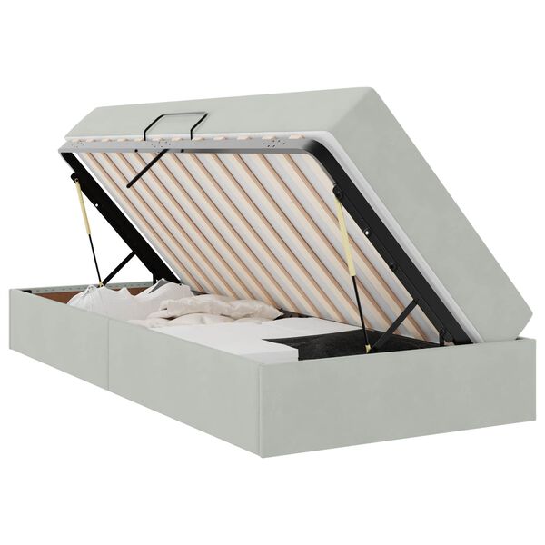 vidaXL Lit avec rangement et matelas Gris clair 90 x 190 cm Velours