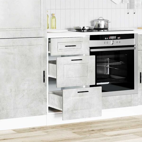 vidaXL Armoire de cuisine Porto gris b&eacute;ton bois d'ing&eacute;nierie