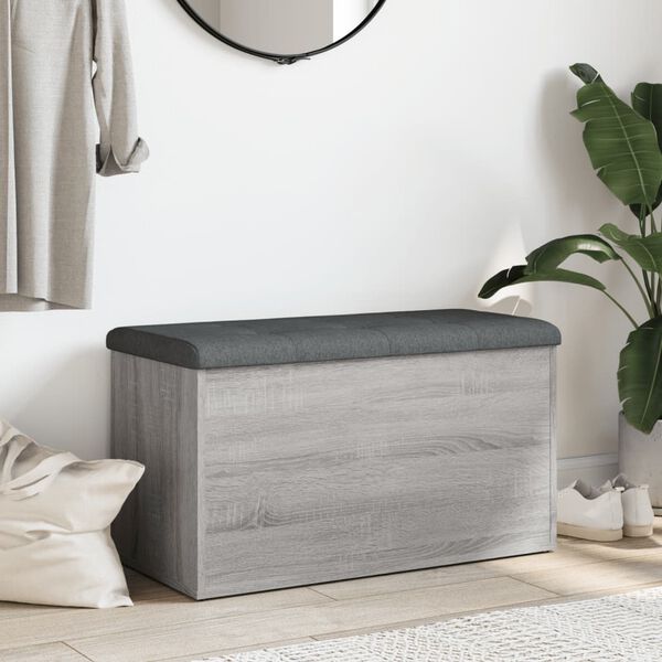 vidaXL Banc de rangement sonoma gris 82x42x45 cm Bois d'ing&eacute;nierie