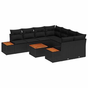 vidaXL Ensemble de canap&eacute; de jardin 9 pc Noir Poly rotin