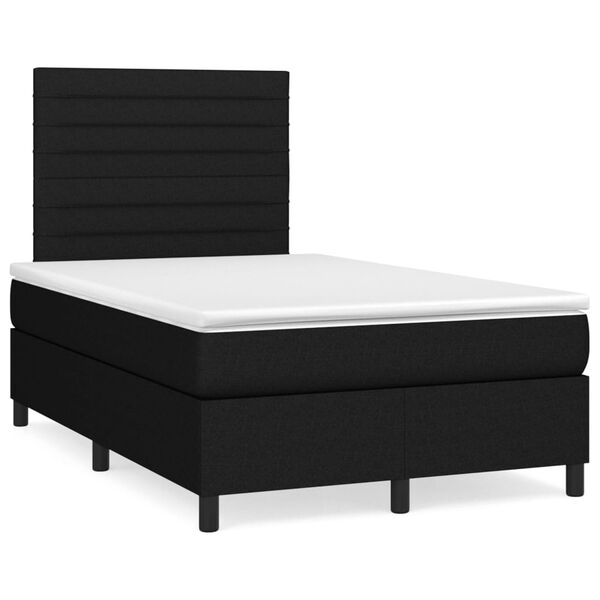 vidaXL Sommier &agrave; lattes de lit avec matelas Noir 120x200 cm Tissu