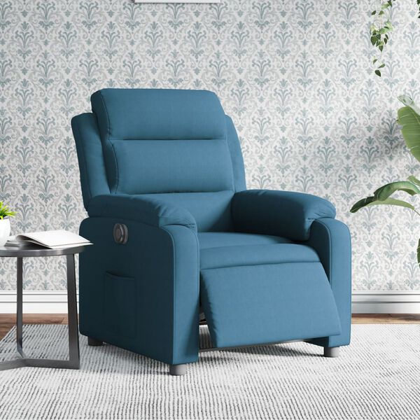 vidaXL Fauteuil inclinable électrique bleu velours