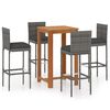 vidaXL Ensemble de bar de jardin avec coussins 5 pcs Gris