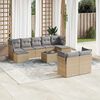 vidaXL Salon de jardin avec coussins 10 pcs beige r&eacute;sine tress&eacute;e