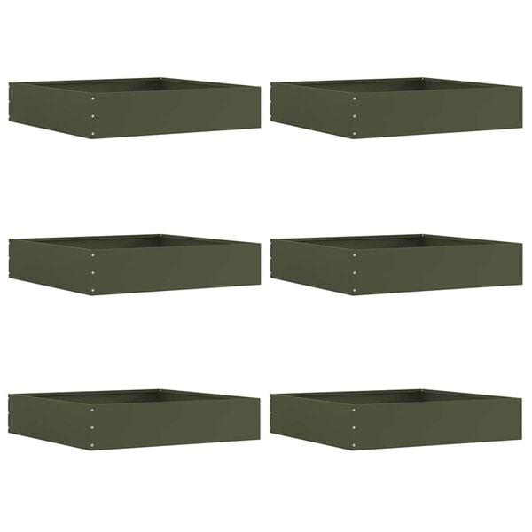 vidaXL Bordure de Pelouse 6 pcs Vert olive 60 x 60 x 13 cm Acier