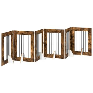 vidaXL Porte de chien pliable avec supports 6 pcs Ch&ecirc;ne fum&eacute; 362 cm