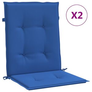vidaXL Coussins de chaise de jardin &agrave; dossier bas lot de 2 bleu royal