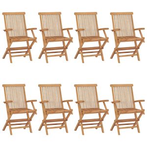 vidaXL Chaises pliantes 8 pi&egrave;ces en bois de teck massif