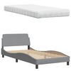 vidaXL Lit avec matelas Hanko gris clair 100x200 cm tissu